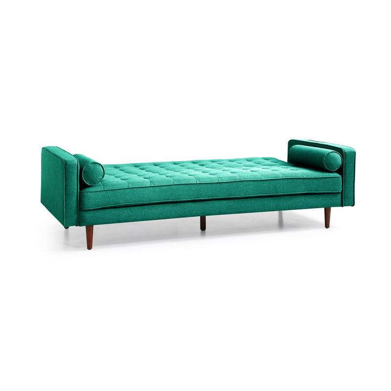 Marcella Velvet Fabric Modern 3 Seater Sofa Bed in Green & Black Colour