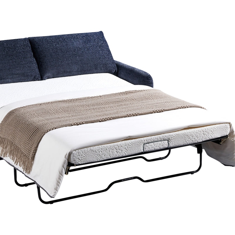 Harper Multifunctional 3 Seater Sofa Bed Fabric Upholstery Wooden Structure in Blue