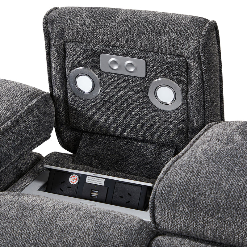 Sorrento Corner Sofa Fabric Electric Recliner Headrest Charging Point