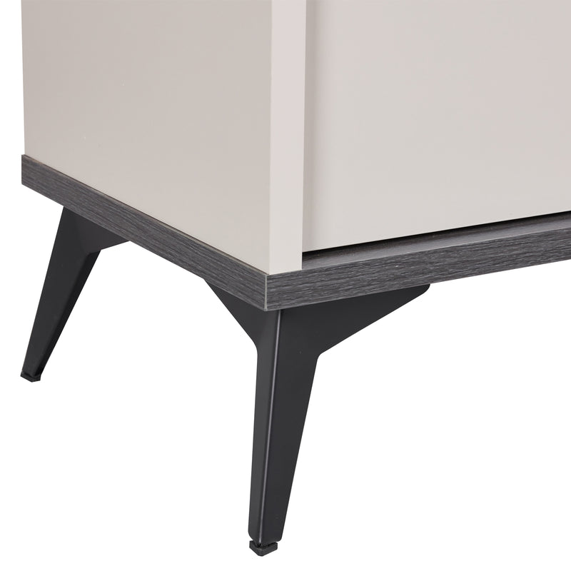 Maxwell Melamine Finish & Metal Legs Handles Tallboy with 5 Drawers