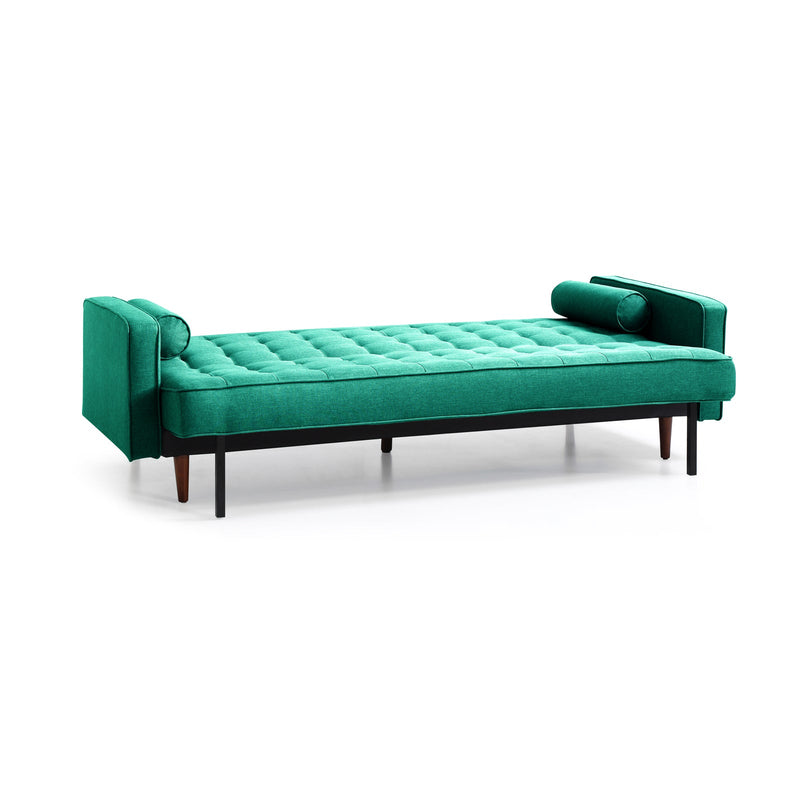 Marcella Velvet Fabric Modern 3 Seater Sofa Bed in Green & Black Colour