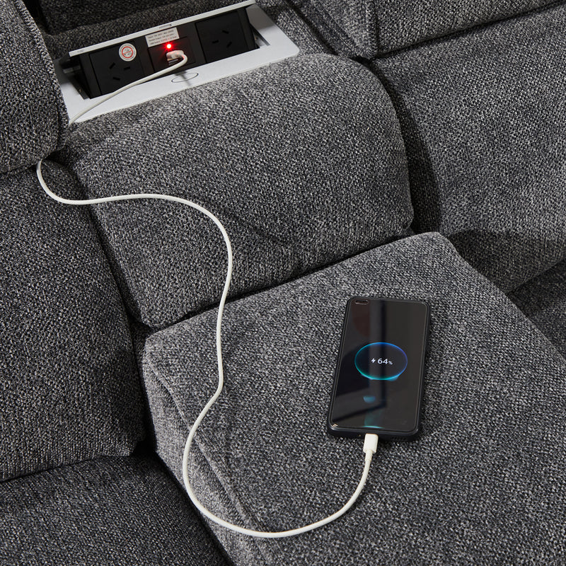 Sorrento Corner Sofa Fabric Electric Recliner Headrest Charging Point