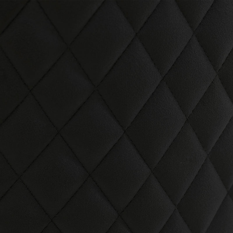 Victoria 2x Dining Chair Black Velvet Upholstery Button Studding Deep Quilting Wooden Frame Back with Lion Ring and Nail Stainless Steel Legs