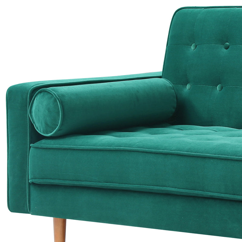 Marcella Velvet Fabric Modern 3 Seater Sofa Bed in Green & Black Colour