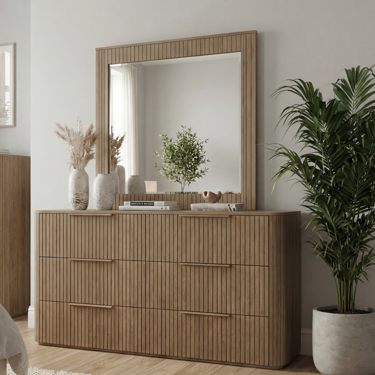 Arlo Dresser Mirror Multiple Colour MDF Six Drawers Slick Handles