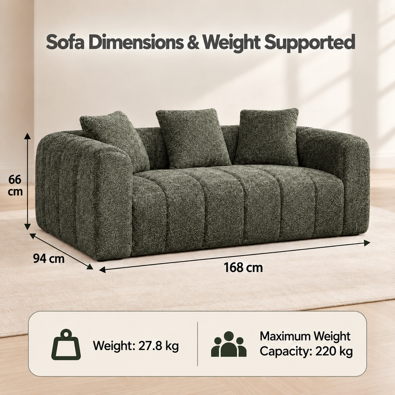 Bethany Modern Frameless Compressed Fabric 2 Seater Sofa