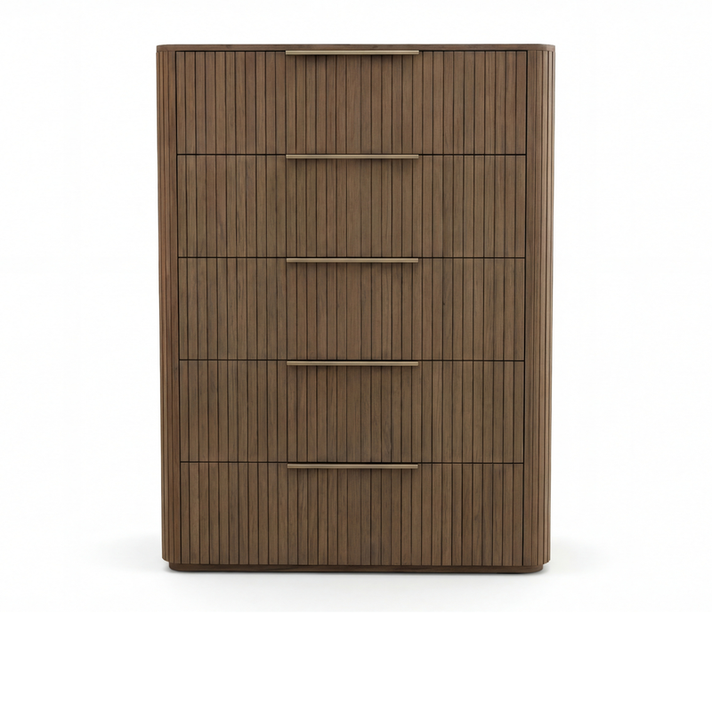 Arlo Multiple Colour MDF Five Drawers Slick Handles Tallboy