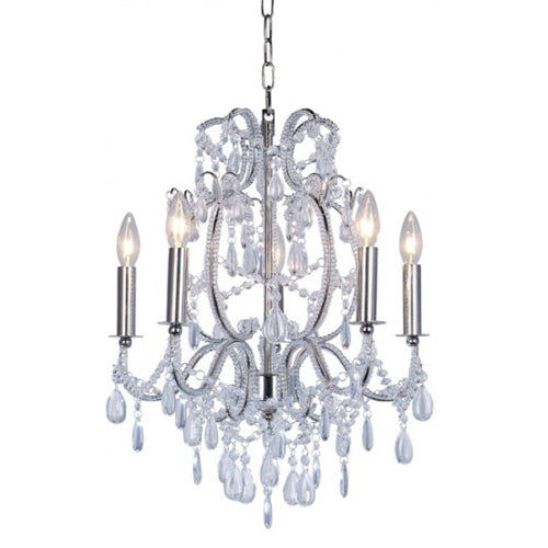 Ceiling Light Metal Frame Crystal Pendant Chain