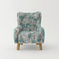 Designer Fabric High Back Rose Arm Chair Printing on Seat with Wooden Leg