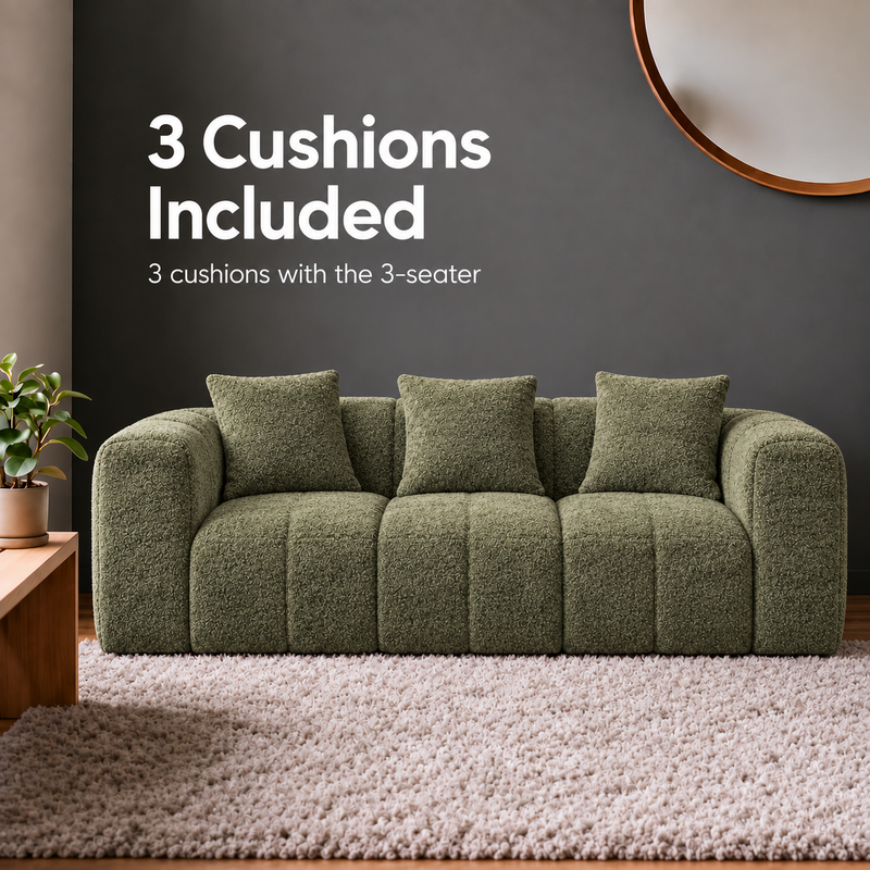Bethany Modern Frameless Compressed Fabric 3 Seater Sofa