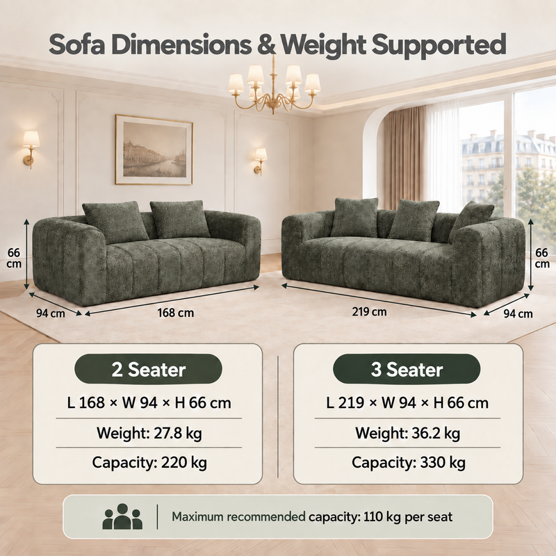Bethany Modern Frameless Compressed Fabric 3+2 Seater Sofa
