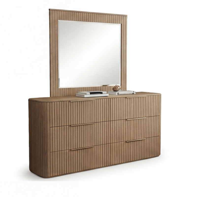 Arlo Dresser Mirror Multiple Colour MDF Six Drawers Slick Handles