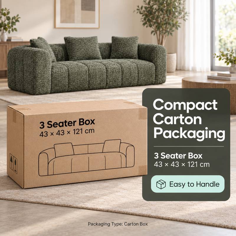 Bethany Modern Frameless Compressed Fabric 3 Seater Sofa