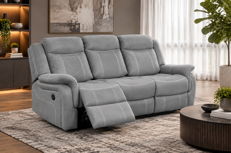 Carlton 3R+2R Seater Fabric Power Recliner with USB & Cup Holders