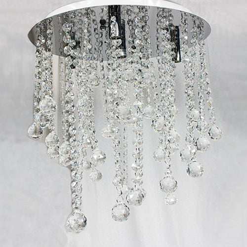 Ceiling Light Glass Crystal Pendant &amp; Metal in Clear