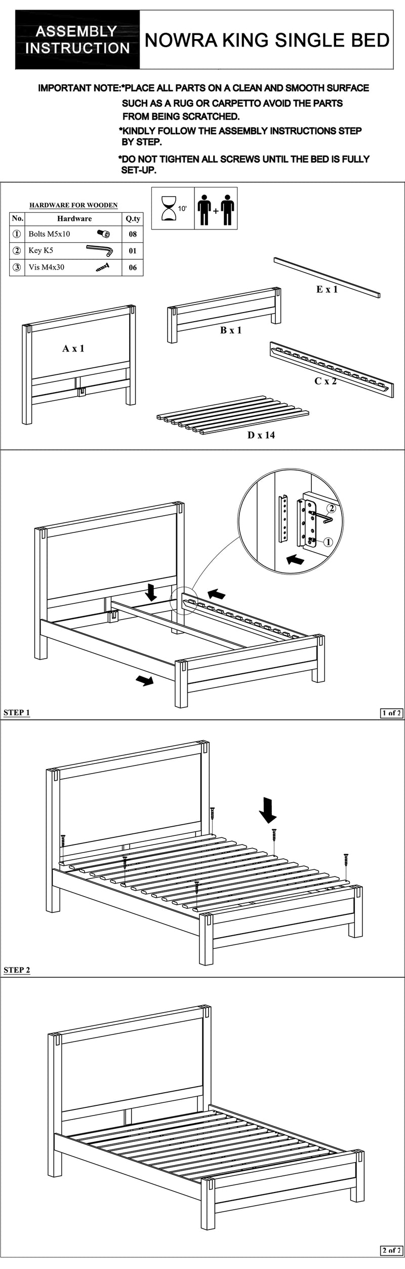 Nowra 5/4 Pcs Bedroom Suite In Acacia Timber In Multiple Size & Colour