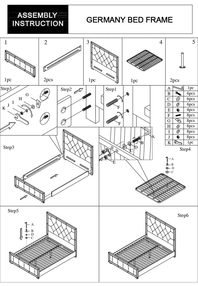 Germany Beige 5/4 pcs Bedroom Suite Velvet Upholstery Deep Quilting