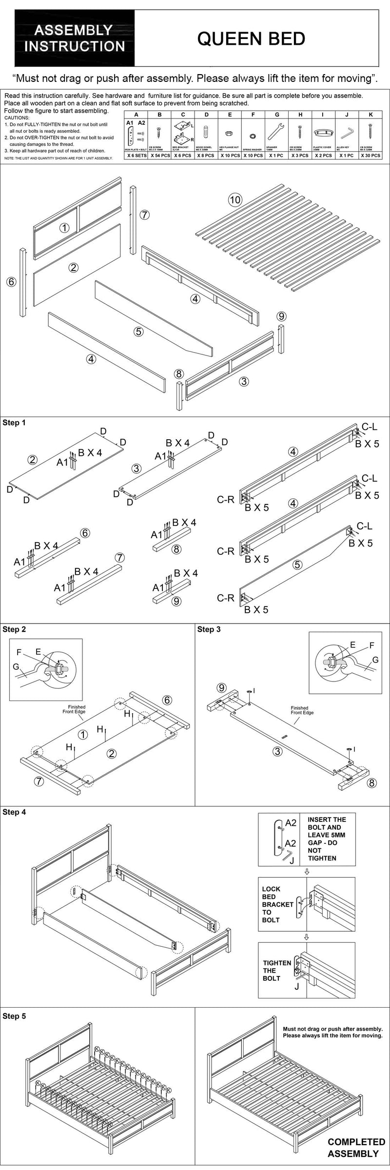 Cielo Natural Wood Like MDF Bedroom Suite 5/4 Pcs In Oak Colour with Dresser and Tallboy