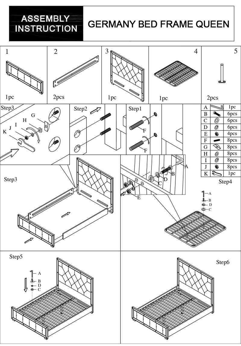 Germany Beige 5/4 pcs Bedroom Suite Velvet Upholstery Deep Quilting