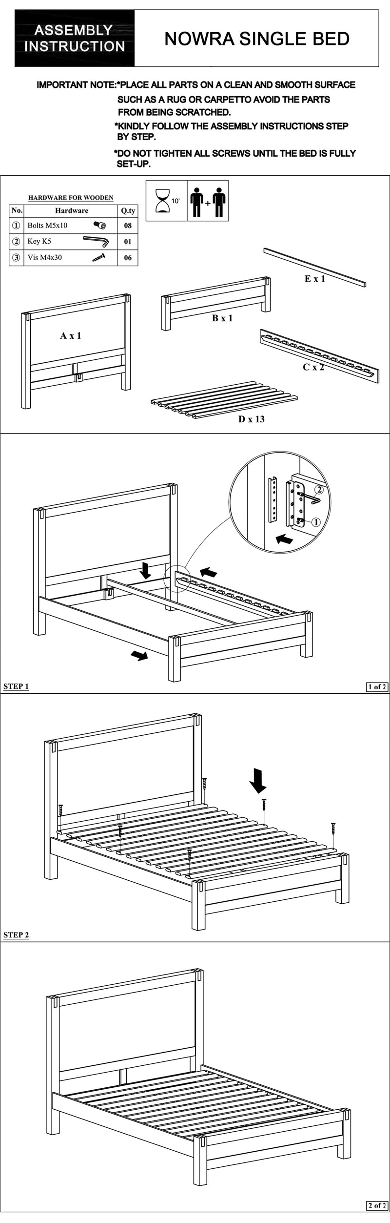 Nowra 5/4 Pcs Bedroom Suite In Acacia Timber In Multiple Size & Colour