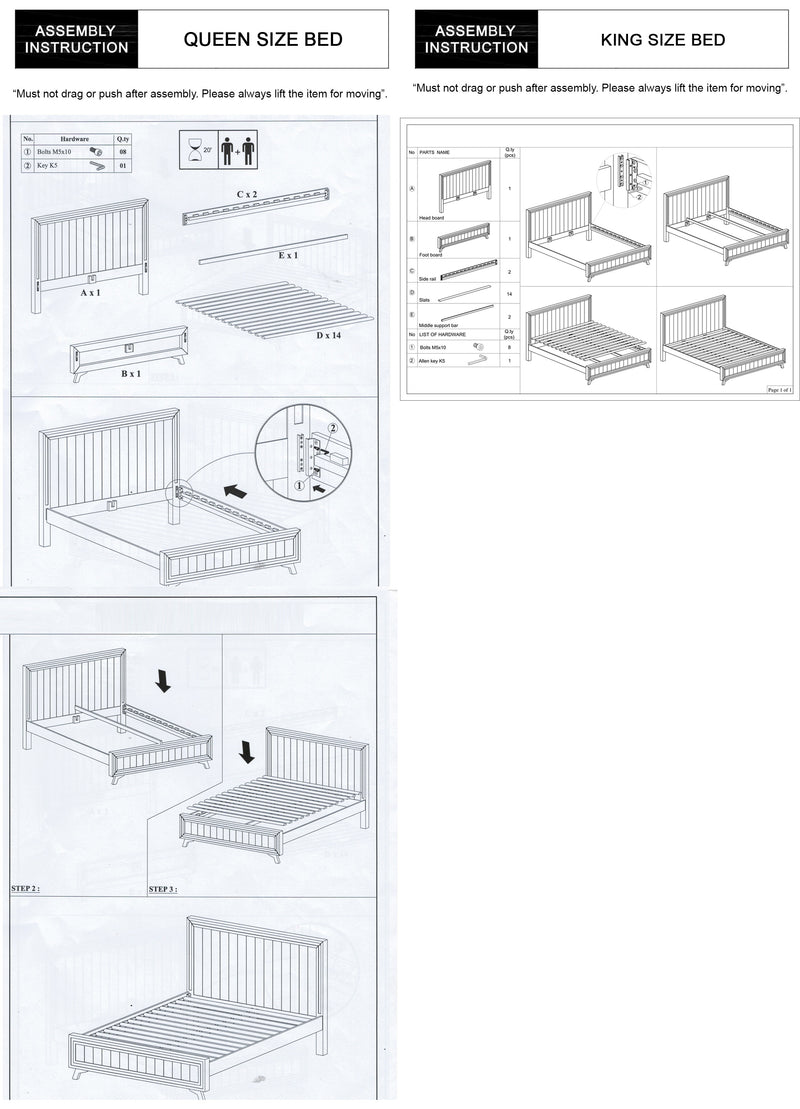 Seashore 5/4 Pcs Bedroom Suite Solid Acacia Timber in Multiple Size