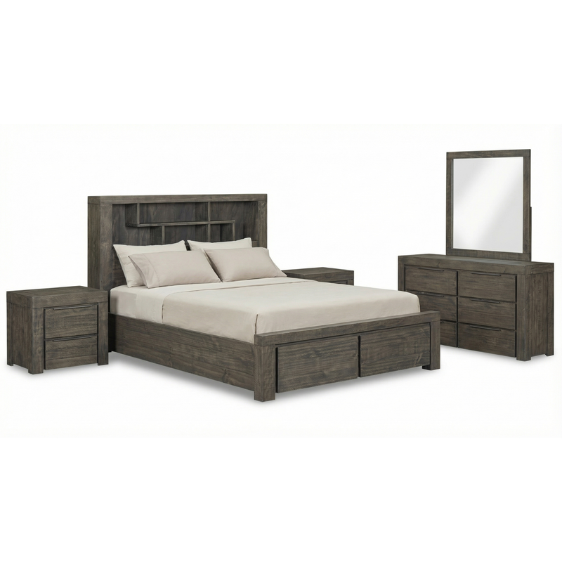 Cromwell Bookend Headboard MDF Storage Drawers 5/4 Pcs Bedroom Suite In Multiple Size