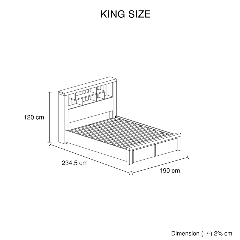 Cromwell Bookend Headboard MDF Storage Drawers 5/4 Pcs Bedroom Suite In Multiple Size