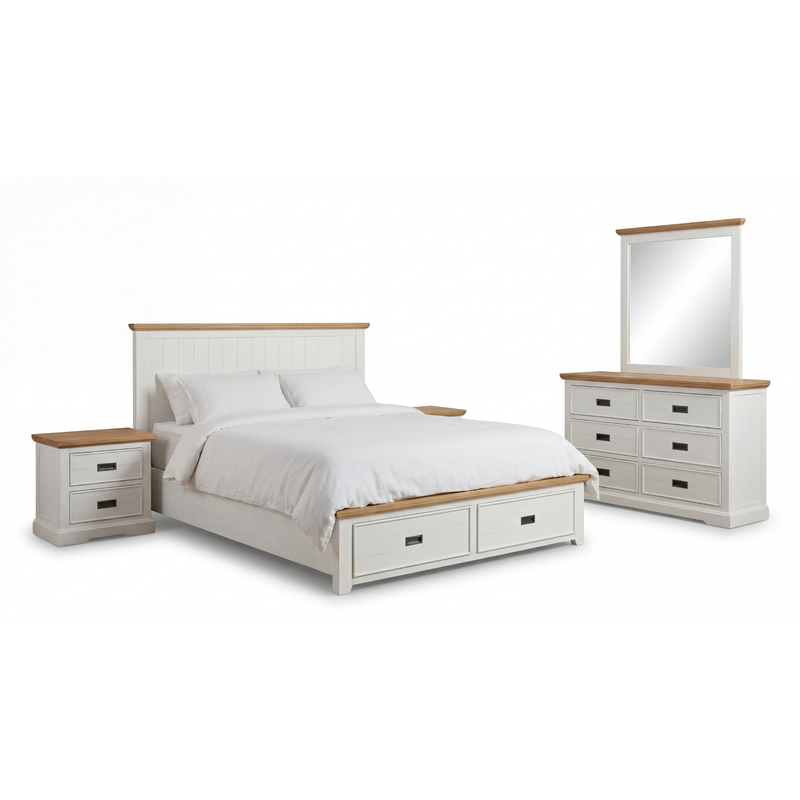 Marley Bookend Headboard MDF Storage Drawers 5/4 Pcs Bedroom Suite In Multiple Size