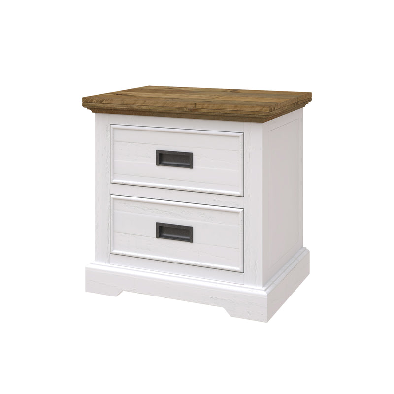 Marley Pine Wood Bedside Table with 2 Drawers