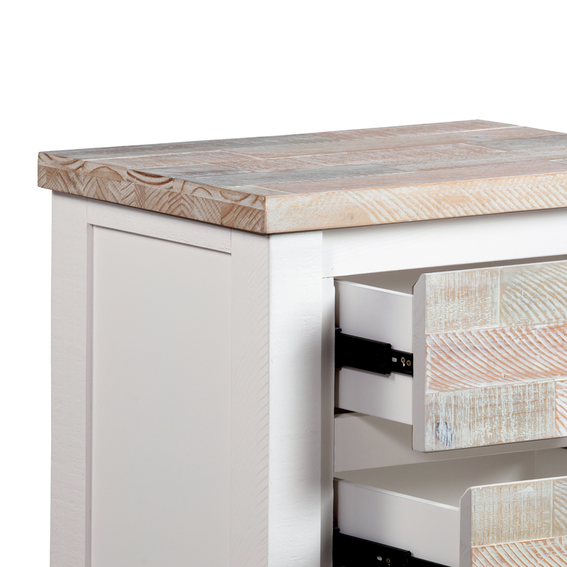 Valencia Coastal Grey and Miami White Colour Two Drawers Solid Pine Timber Bedside Table
