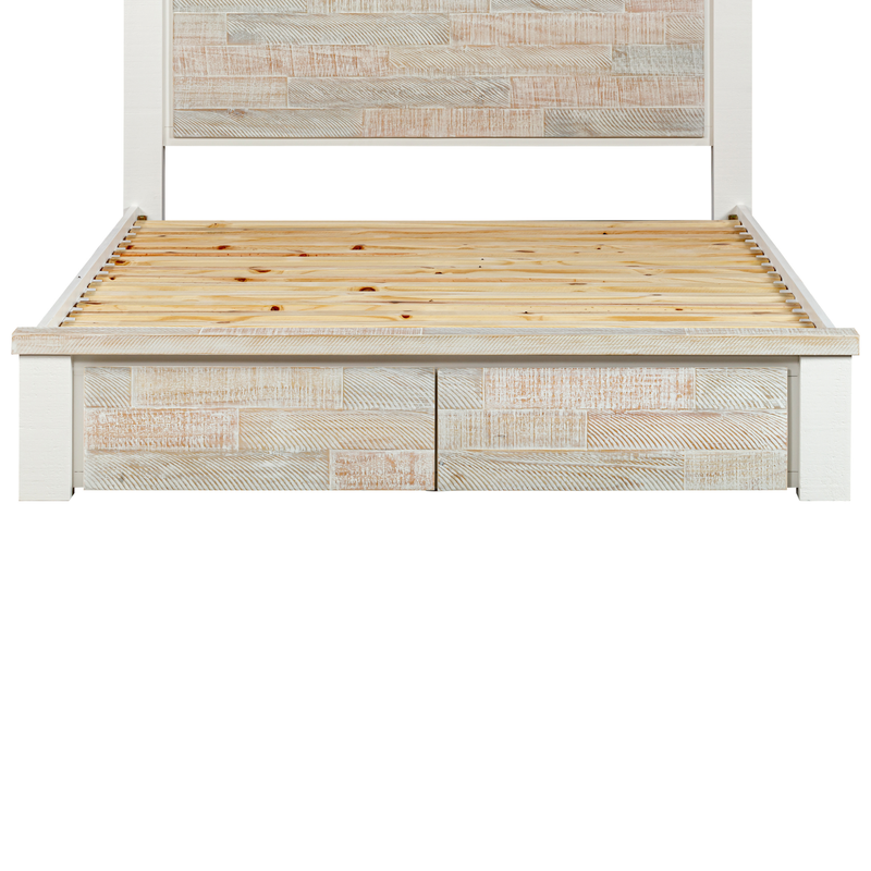 Valencia Coastal Grey and Miami White Colour Storage Multiple Size Solid Pine Timber Bed Frame