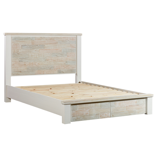 Valencia Coastal Grey and Miami White Colour Storage Multiple Size Solid Pine Timber Bed Frame