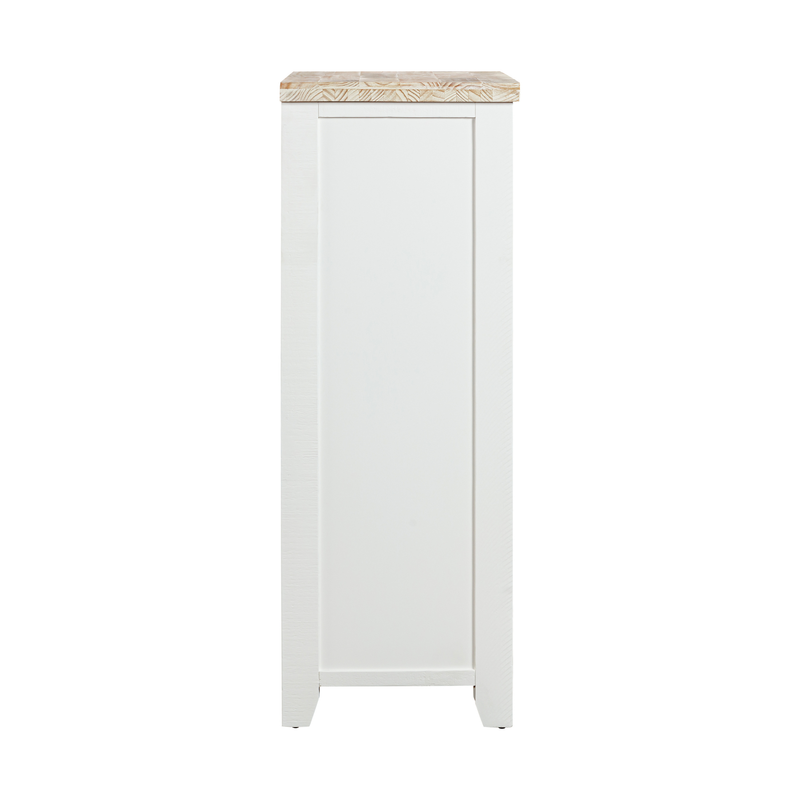 Valencia Solid Pine Timber Tallboy Coastal Grey and Miami White Colour Five Drawers