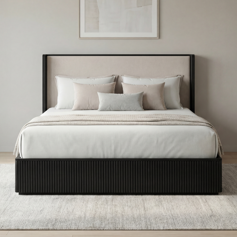 Arlo Multiple Colour MDF Upholstered Headboard Rubberwood Bed Frame