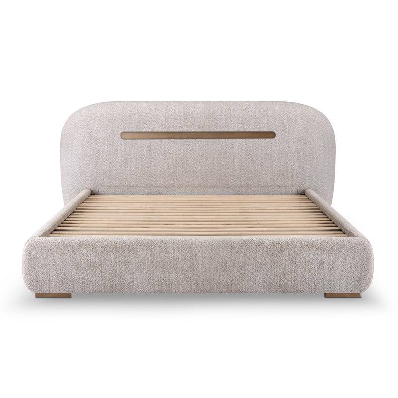 Poppy Fabric Upholstered Bed with Metal Frame