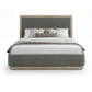 Savannah Oak Color Solid Rubber Wood Bed with Fabric Upholstered Headboard