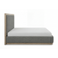 Savannah Oak Color Solid Rubber Wood Bed with Fabric Upholstered Headboard