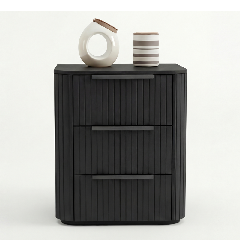 Arlo Solid Rubber Wood Bedside table with LED Lights