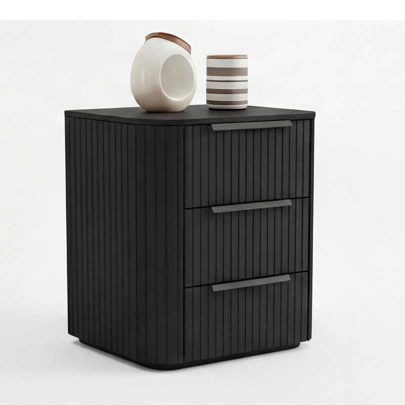 Arlo Solid Rubber Wood Bedside table with LED Lights