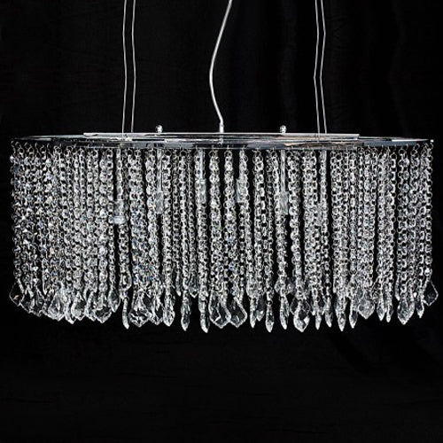 Ceiling Light Oval Chrome Frame Crystal Chain