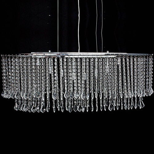 Ceiling Light Oval Chrome Frame Crystal Chain