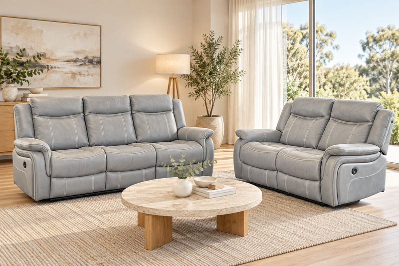 Carlton 3R+2R Seater Fabric Power Recliner with USB & Cup Holders