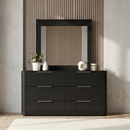 Arlo Dresser Mirror Multiple Colour MDF Six Drawers Slick Handles