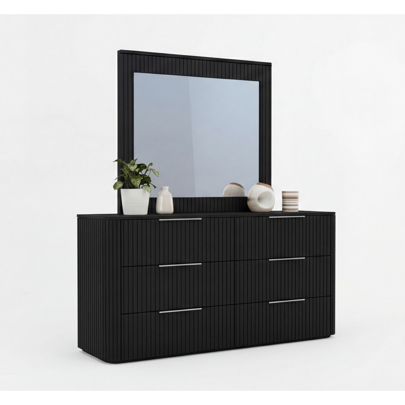 Arlo Dresser Mirror Multiple Colour MDF Six Drawers Slick Handles