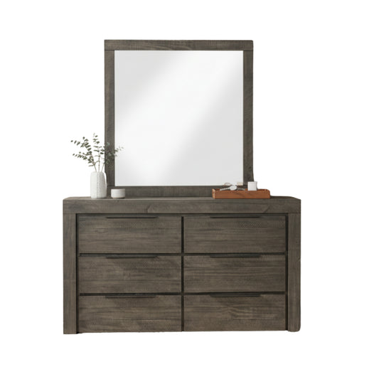 Cromwell Comtemporary Grey 6-Drawer Dresser with Slim Metal Handles