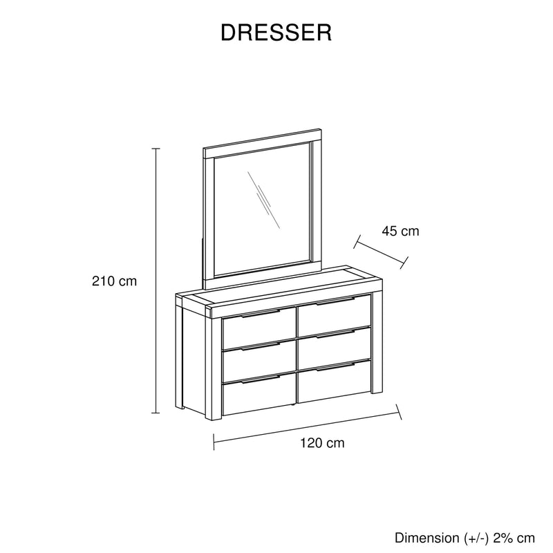 Cromwell Comtemporary Grey 6-Drawer Dresser with Slim Metal Handles