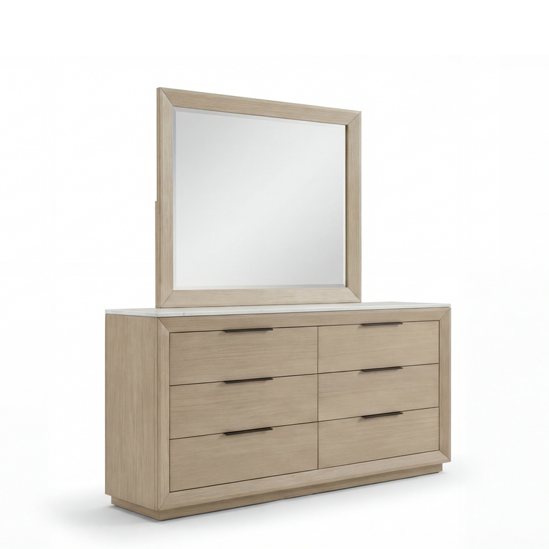 Savannah Light Grey Colour MDF Ample Storage Dresser Mirror