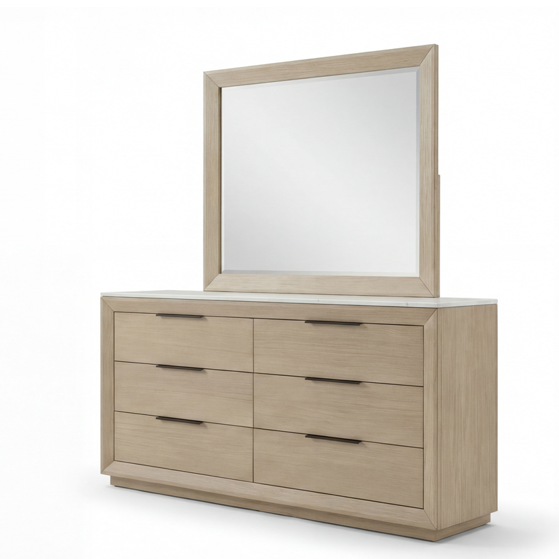 Savannah Light Grey Colour MDF Ample Storage Dresser Mirror