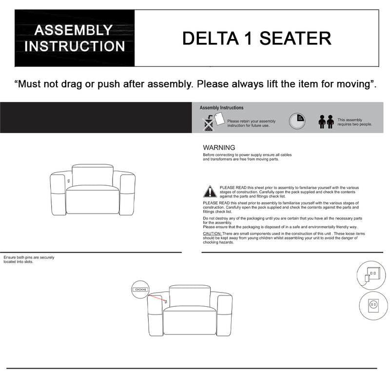 Delta 3+2+1 Seater Fabric Power Recliner with Power Headrest & Zero-Wall Design