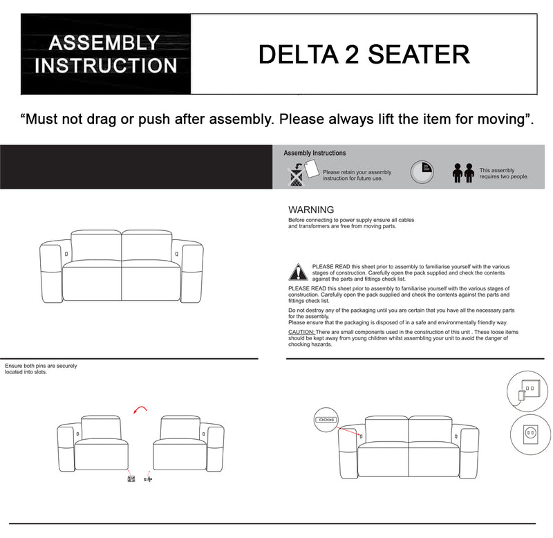 Delta 3+2 Seater Fabric Power Recliner with Power Headrest & Zero-Wall Design